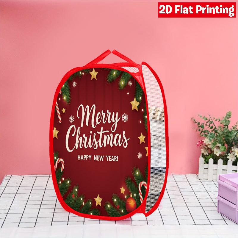 1Pcs Christmas Bathtub Santa Pop-Up Laundry Hamper Expandable Mesh Hamper Basket for Room Bedroom Bathroom Organization Contemporary Storage