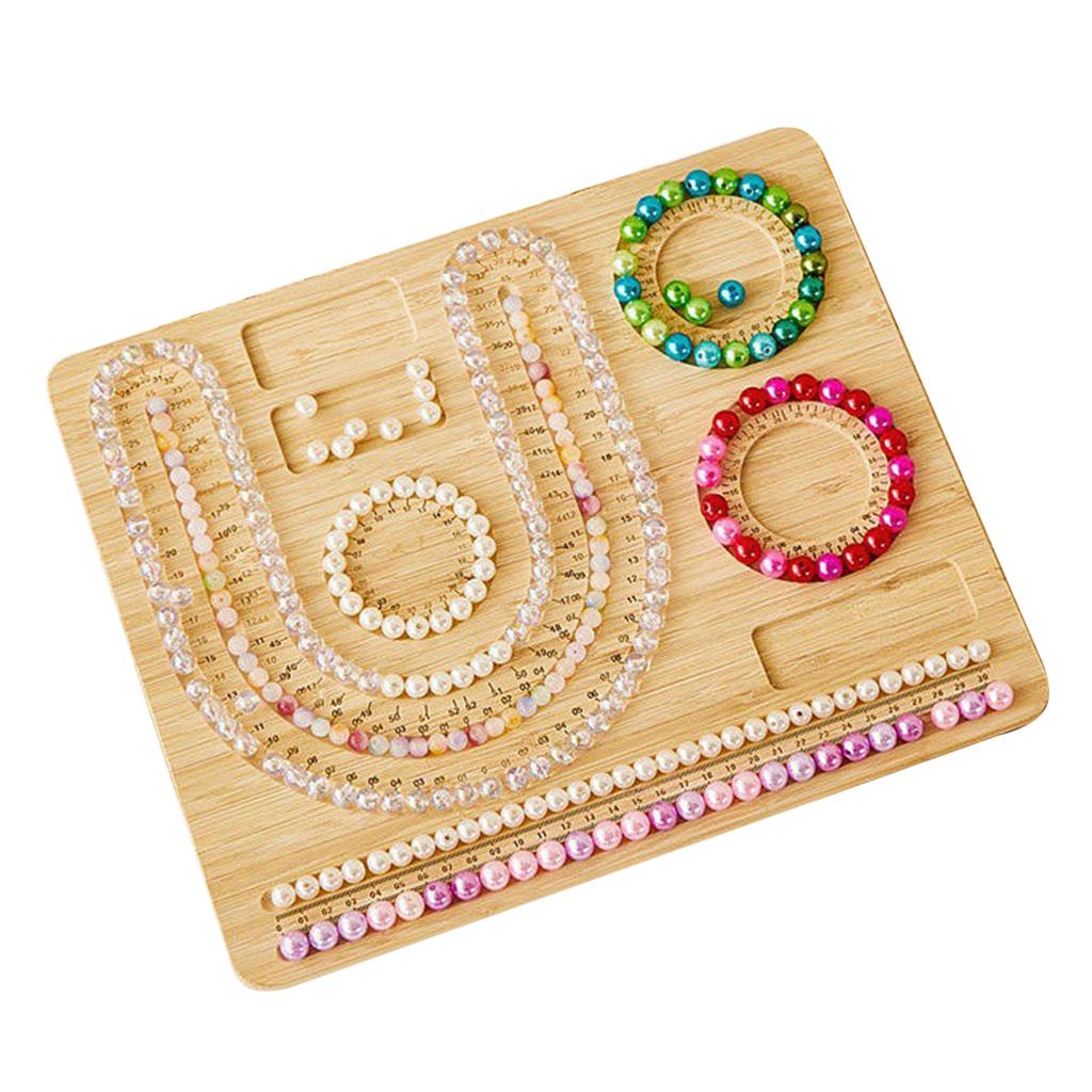 Wood Bead Board Bracelet Beading Organizer Jewelry Making Tray Workbench Size Measuring Plate Craft Tool Accessories