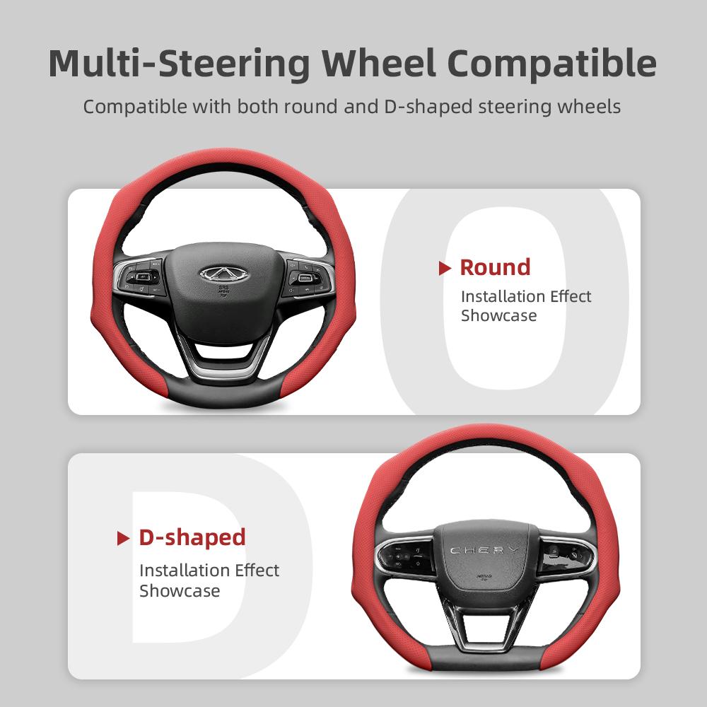 Suitable for Chery Perforated Leather Steering Wheel Cover, Anti-Slip, Sweat-Absorbent, Breathable, Integrated Protective Case for Tiggo 2 3 4 7 8 9