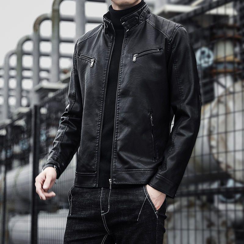 Men Leather Suit Jacket Men Slim Fit Short Coat Men Leather Jacket Streetwear Casual Blazer Jackets Male Outerwear