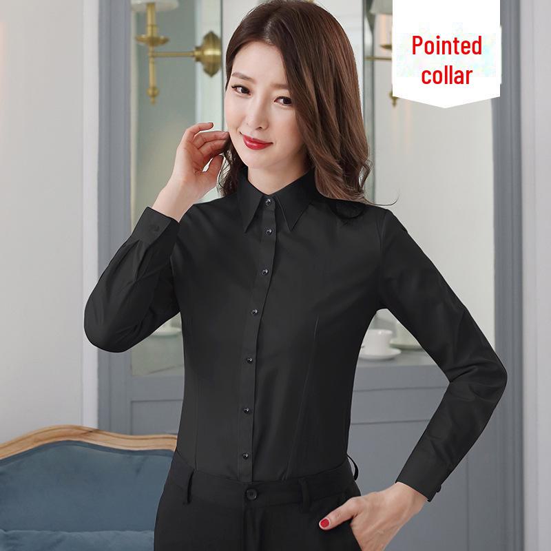 

Женская профессиональная черная рубашка - новая рабочая одежда в корейском стиле весна/лето в сером и темно-синем цветах, большие размеры, формальные топы 2XL