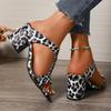 Summer Leopard Women's Chunky Slippers 2025 Elegant High Heels Shoes Sexy Slippers New Pumps Flip Flops Trend Sandalias De Mujer