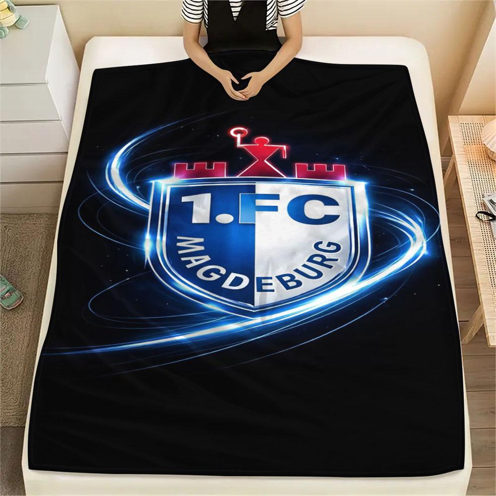 1PC 1. FC Magdeburg Flame Patterned Flannel Blanket Suitable For All Seasons for Home Decor Warmth and Comfort Gifts Holiday Present