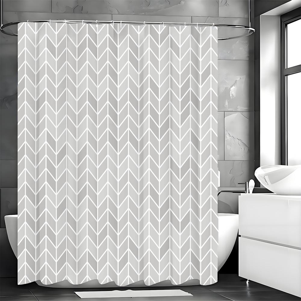 Modern Geometric Creative Shower Curtain, Bathroom Decorative Shower Curtain, Waterproof Shower Curtain with Hooks