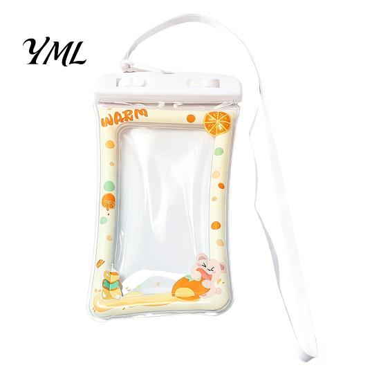 Touch Screen Water Bag Cute Waterproof Phone Pouch with Floating Airbag And Lanyard, Clear PVC Cellphone Dry for Swimming Beach Portable Case