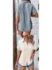European American Women's Cotton Shirt - 2026 Summer Collection: Solid Color Casual Button-Up