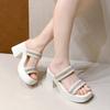 Fashion Shoes Women Slippers Casual Glitter Slides Pantofle Square heel Soft Luxury Jelly 2025 Summer Block Fashion Crystal Shoes Squar