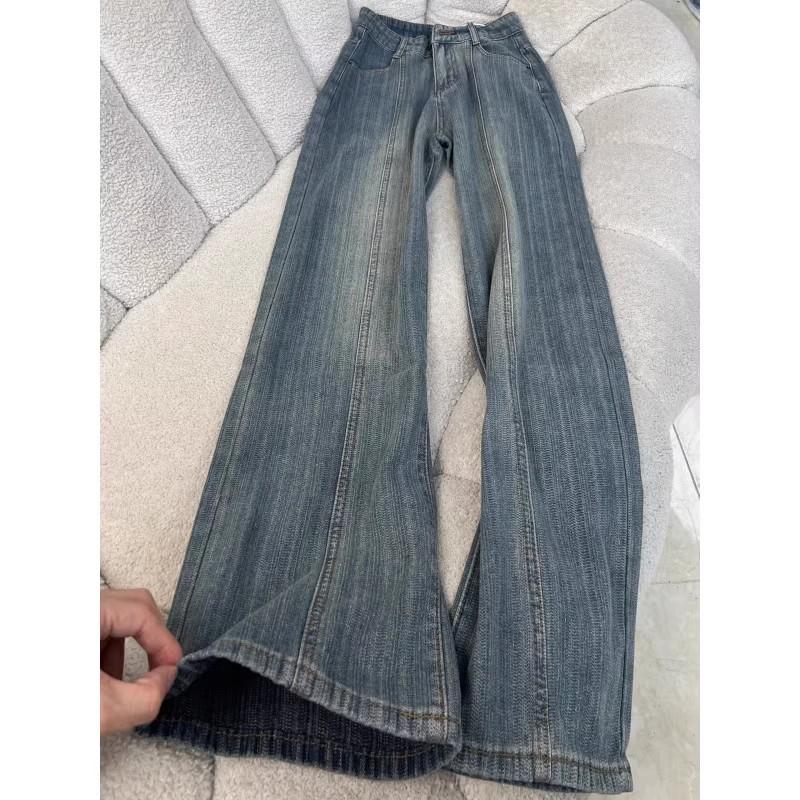 Women Straight Leg Denim Jeans Casual Solid Color Cotton Blend High Waist Daily Streetwear Long Pants