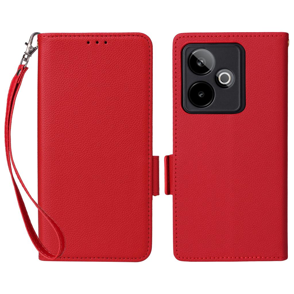 For Realme GT 7 5G Case with Wrist Strap Litchi Texture PU Leather Wallet Phone Cover