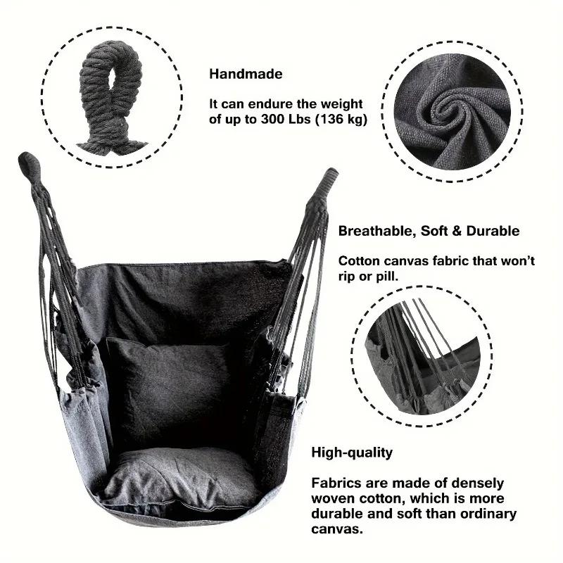 Hammock Chair Swing Rocking Chair with Storage Bag Dormitory Chair Portable Indoor Outdoor Garden Camping Anti Rollover Hammock