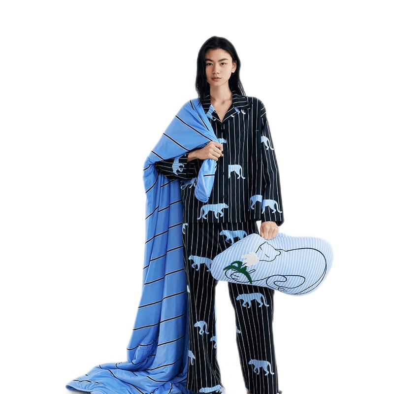 tbh Soft Tencel Cotton Striped Unisex Loungewear Set M