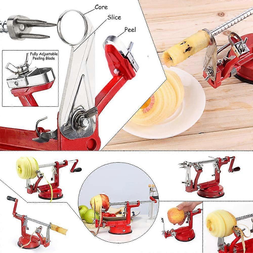Apple Peelers, Apple Peeler Slicer Corer 3-in-1 Function, Durable Stainless Steel Suction Cup Kitchen Peeler