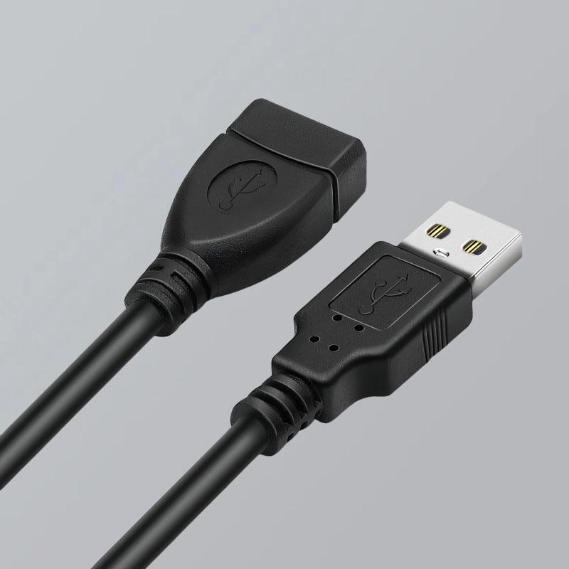 USB 2.0 Extension Cable Male To Female High-Speed Data Sync & Charging Cable 4-Pin Core (1A) Extra Long USB A/F Cable Black