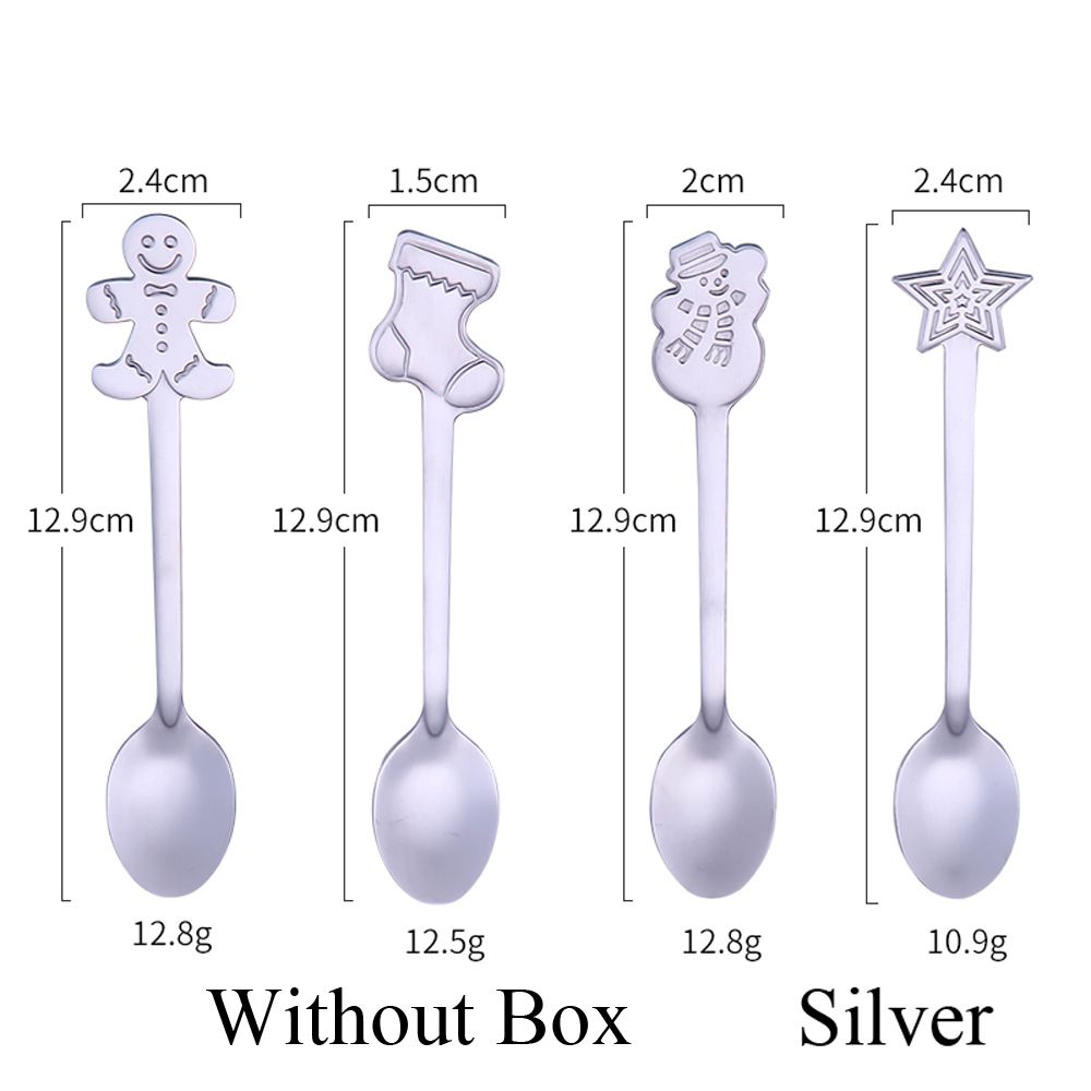 

Kitchen & Dining Stainless Steel Snowman Tableware Tea Scoops Christmas Coffee Spoons Kids Spoon Silver without box