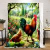 "Farmyard Rooster and Hens Scene" Print Blanket Soft and Cozy Perfect for the Living Room Bed Sofa or a Nap,gift