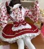 CAWILXHA Lolita Cosplay Princess Long Mori Dreamy Halloween Costume Red Dress, Costume, Red, Yellow, Purple, Sleeves, Sleeves, Girl, Cute, Apron,