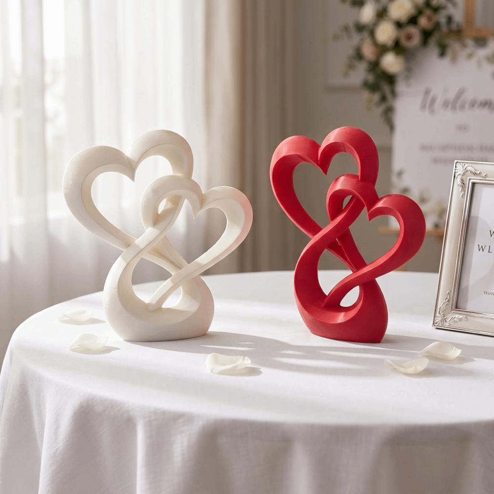 3D Printed Double Heart Ornament Lovers Gifts Hollow Heart Models Car Interior Ornament Home Decor