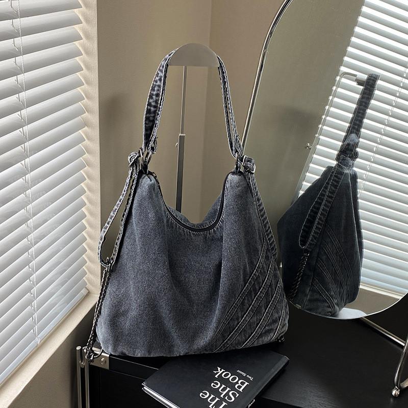 Denim Bag For Women With Zipper Closure And Inner Pockets For Daily