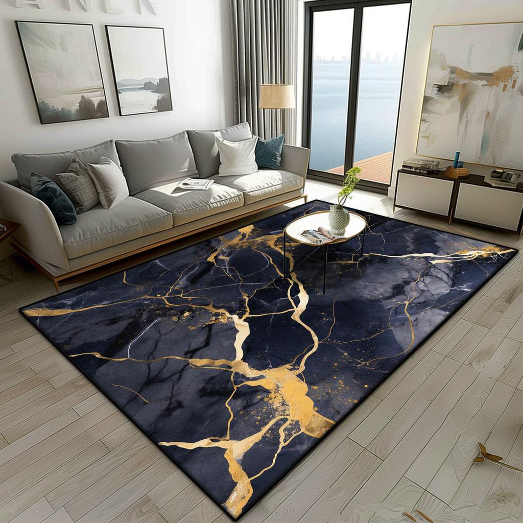 Modern Marble Style Living Room Carpet Luxury Decoration Bedroom Bedside Fluffy Soft Rug Easy Clean Sofa Tables Non-slip Mat