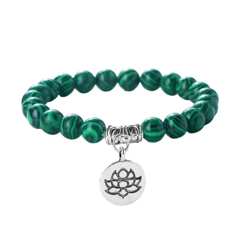 Stylish Adjustable Elastic Buddhas Bead Bracelet with Lotuses Charm Stretch Wristchain Accessories For Women Men