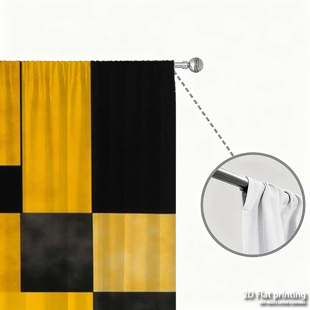 2pc Luxury Geometric Abstract Pattern Curtains Gold Black Modern Living Room Drapes Window Curtain Panel for Home Decor