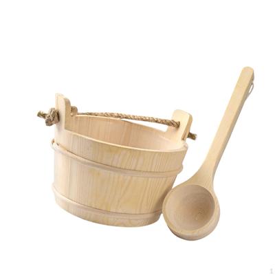 Wood Sauna Barrel and Ladle SPA Steaming Bathroom Tool Portable Premium Multifunctional Bath