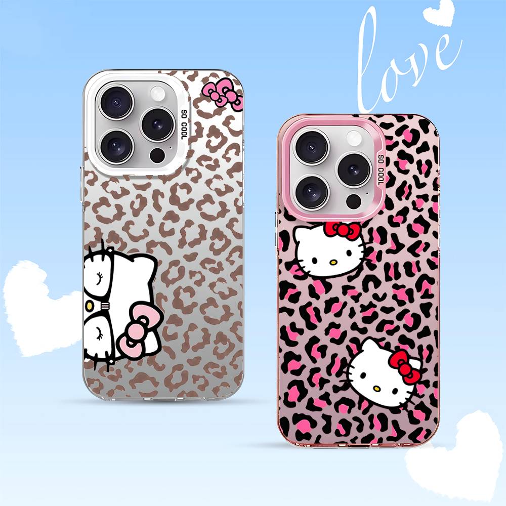 Leopard Hello Kitty Phone Case For IPhone 17 16 15 11 12 13 14 Pro Max 16 Plus 12 Mini 7 8 XR XS 15Pro MAX Cove