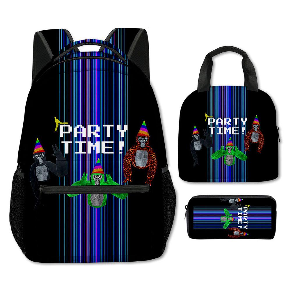 Fashion Novelty Cool Novelty Gorilla tag 3D Print 3pcs/Set Student School Bags Laptop Backpack Crossbody Lunch bag Pencil Case