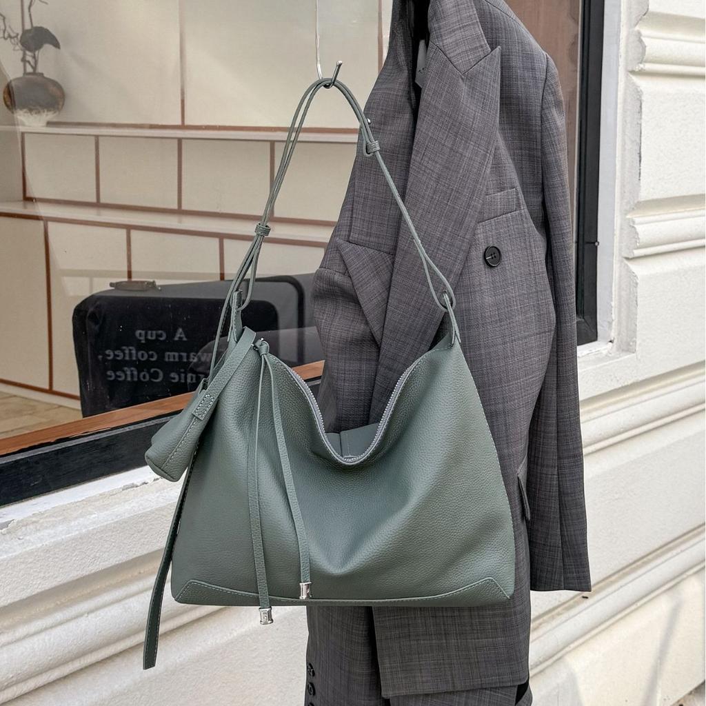 Geantă de umăr crossbody simplă și la modă din piele de vacă pentru femei, capacitate mare, geantă scoică, geantă din piele moale