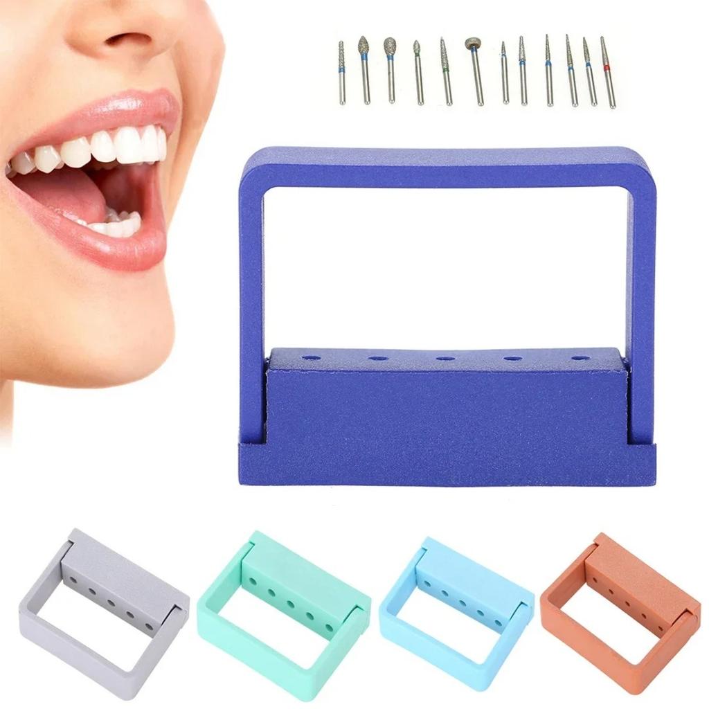 5-Hole Dental Bur Holder High-Speed Autoclavable Drill Stand With Disinfection Box Organizer Storage Case For Dental Tools