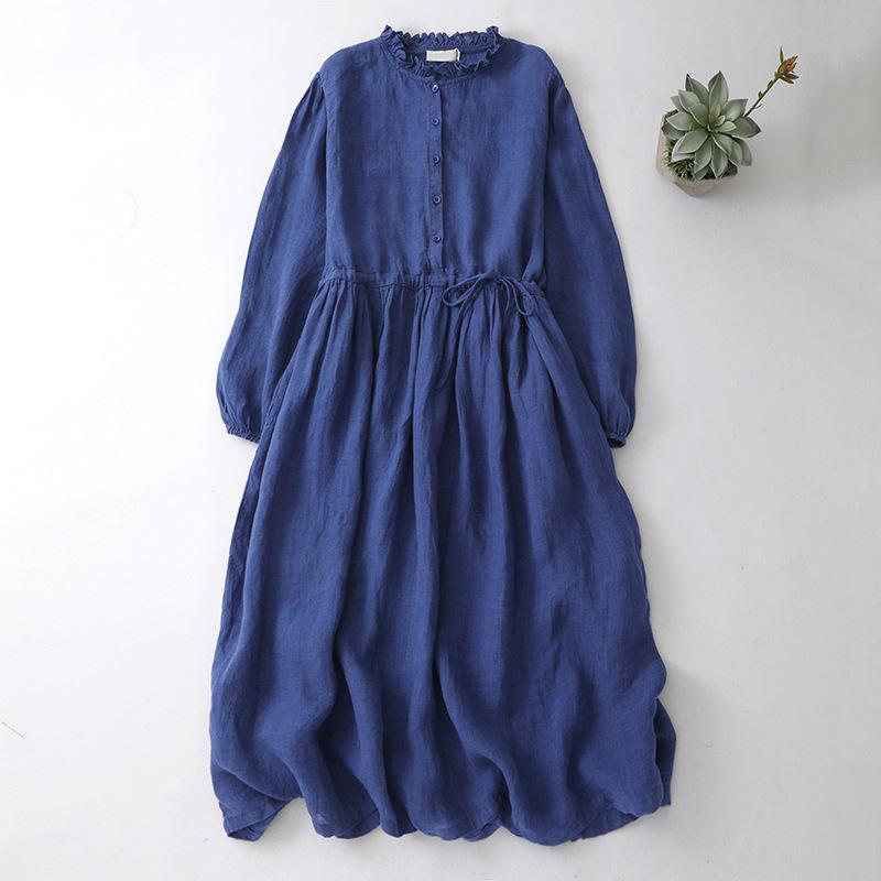 Spring and Autumn Cotton and Linen Dress Women s Loose Skirt M