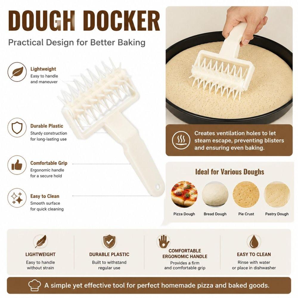 PP Pizza Dough Docker Spiked Rolling Head Pastry Roller Portable Cake Hole Punch  Pie Crust