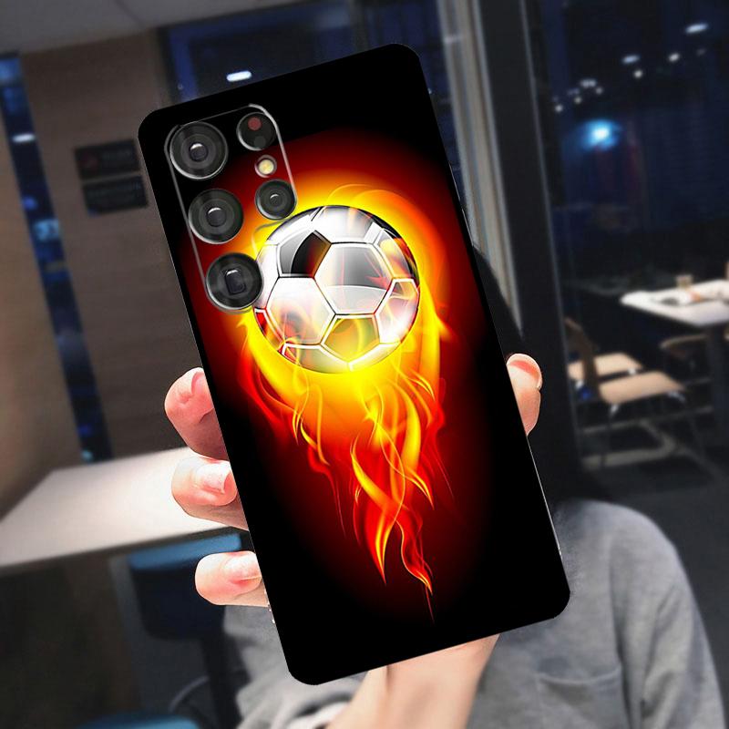 Feuer Fußball Fußball Ball Hülle Für Samsung Galaxy S25 S24 S21 S22 S23 Ultra S9 S10 Plus S24 FE S21 FE Handyhülle