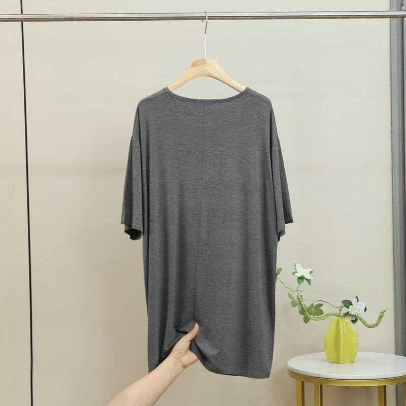 Women's Summer Modal T-Shirt Dress Half Sleeve Tee sleepdress With Pocket Loose Fit Plus Size Lightweight Loungewear Sleep Dress