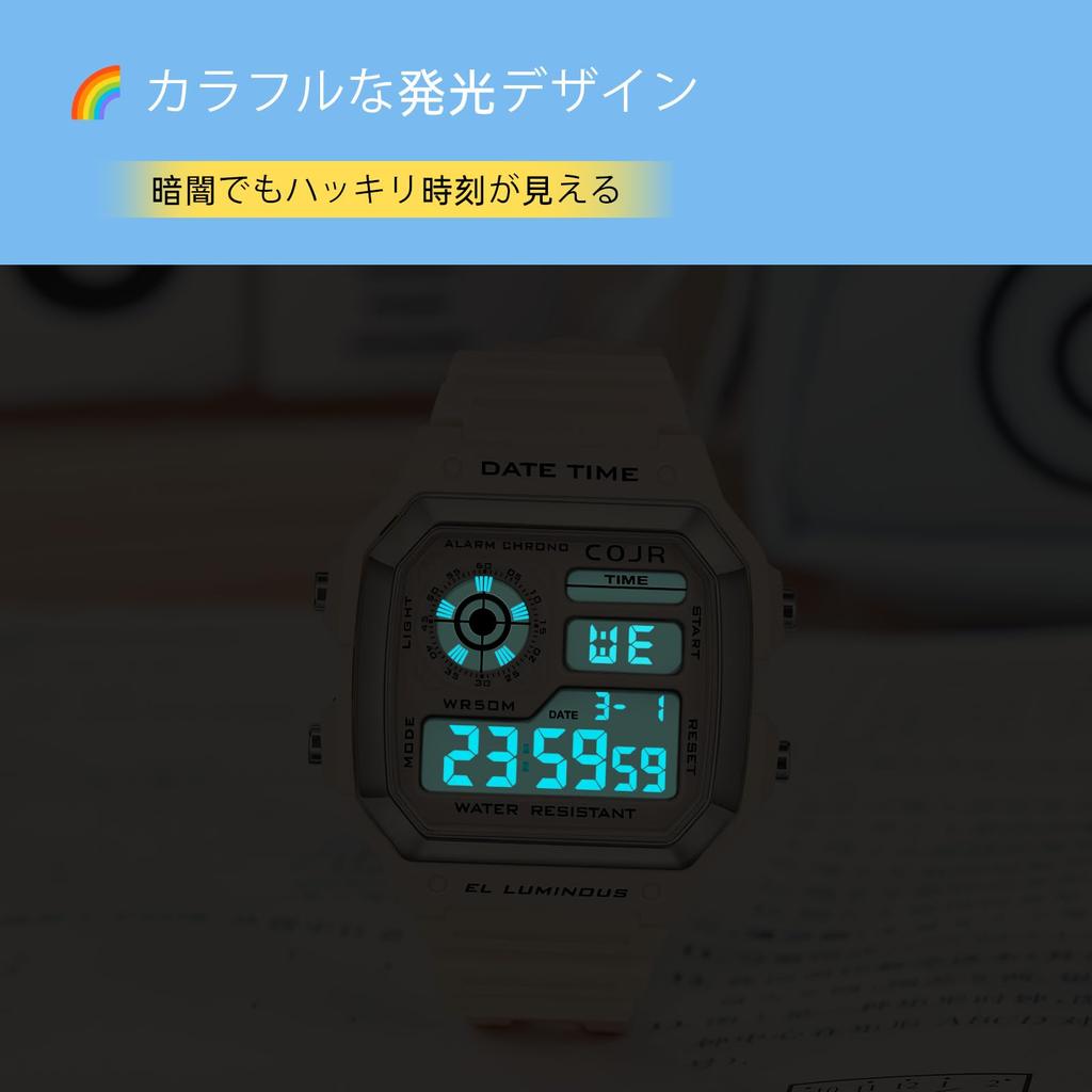 Digital 5 ATM Water Day of the LED Color for Running and Includes Japanese and English Instruction Manual [COJR] Men's Watch, Resistant,
