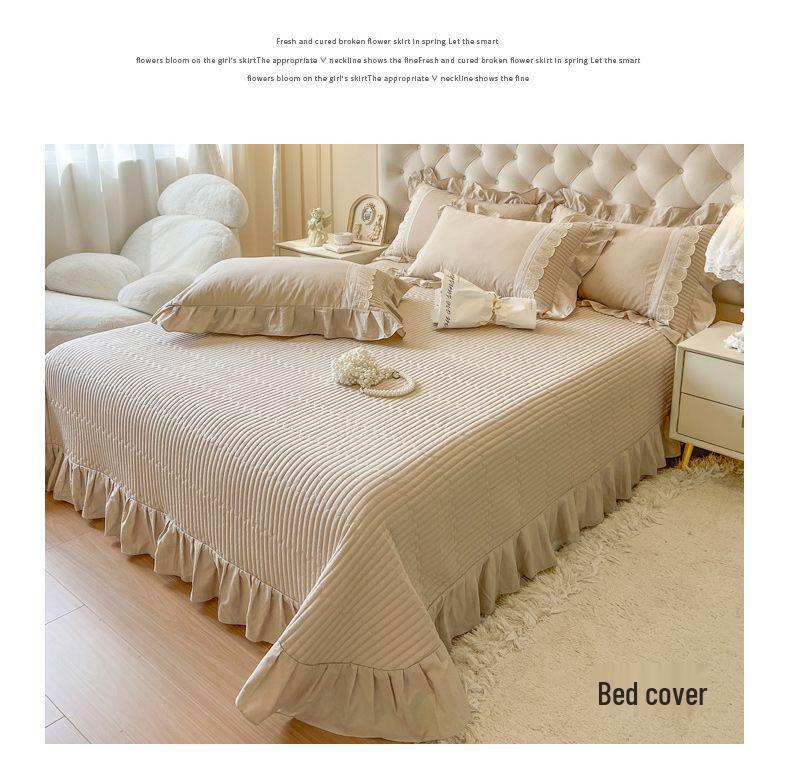 2025 G5Z French Sweetheart Cotton Bedsheet Set - 4 Pieces with Fitted Sheet and Bedcover