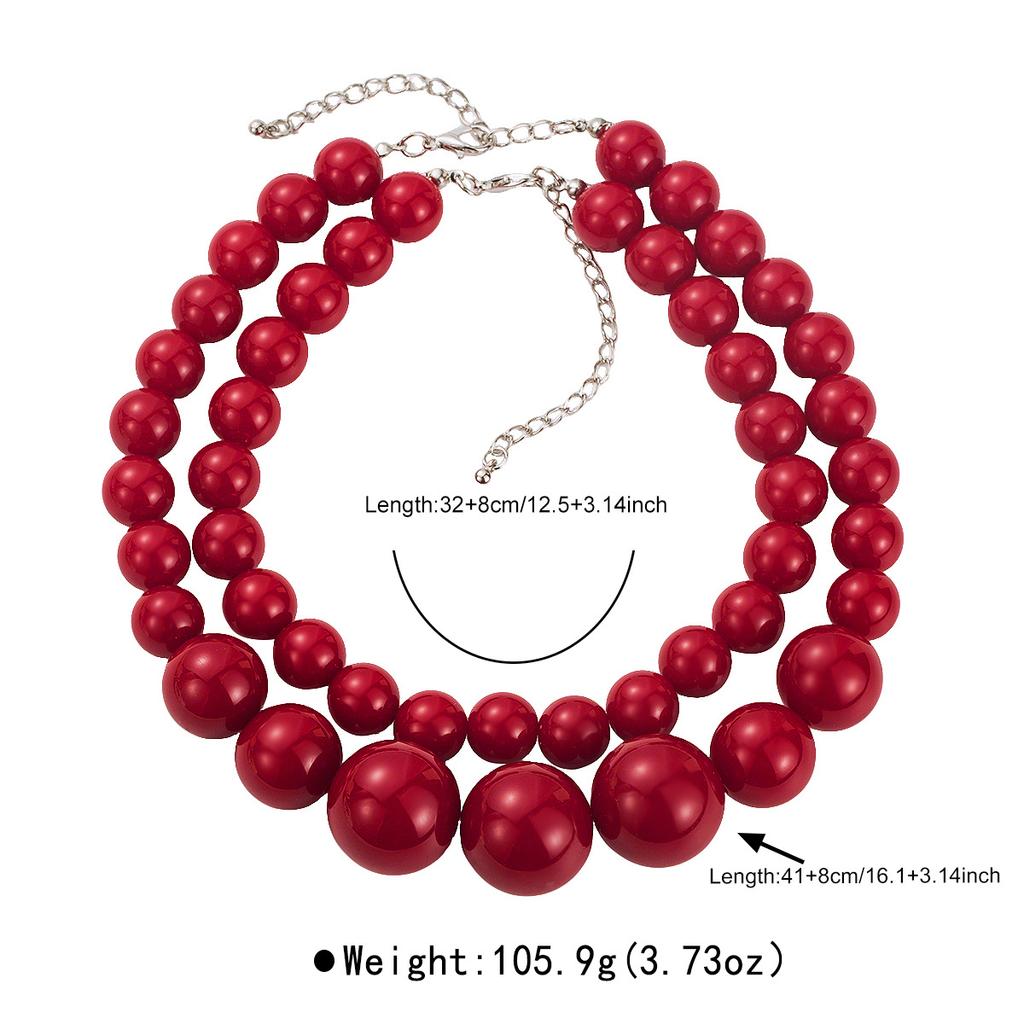 Trendy Personalized Design Big Small Round Bead Beaded Necklace Set Exaggerated Simple Fashion Choker Necklace For Women