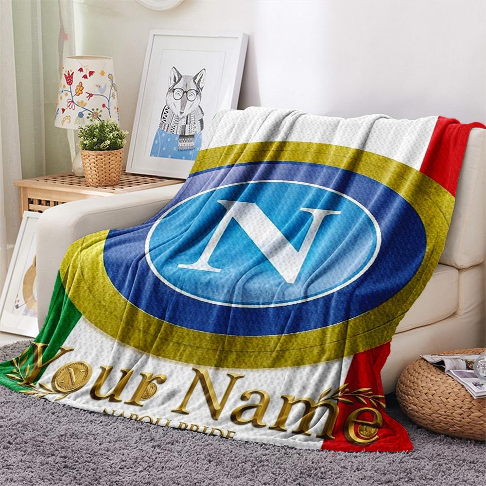 1 Stück Napoli Wappen Benutzerdefinierter Name Gemustert Flanell Decke Geeignet für Alle Jahreszeiten Für Heimdekoration Wärme Und Komfort Geschenke Feiertagsgeschenk