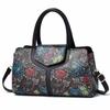 Shoulder Tote Bag for Women Retro Flower Pattern Satchel PU Crossbody Handbag