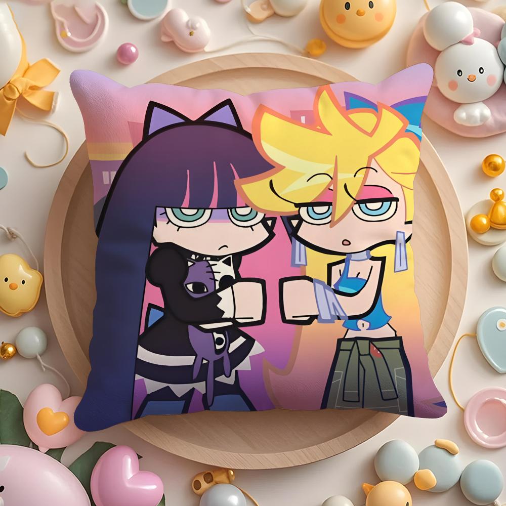 Anime P-panty and stocking Cushion Cover Home & Car Multi-Scene Pillow Cover - Reversible, Soft & Durable for Daily Use