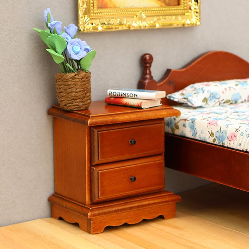 1:12 Dollhouse Miniature Bedside Table Chest Of Drawers Nightstand Furniture Model Decor Toy Doll House Toys Accessories