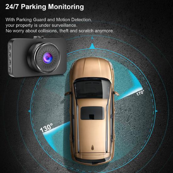 1 Set Dash Camera Broad Angle Multi-function 1296P 3-Inch Ultra HD-compatible