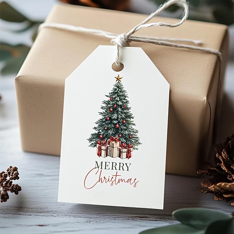 20pcs Christmas Tree Gift Tags with 5m of Twine - Elegant Holiday Hanging Decorations, Festive Greeting Cards for Gift Wrapping