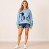 Felpa girocollo da donna con stampa animalier, vestibilità larga, pullover casual