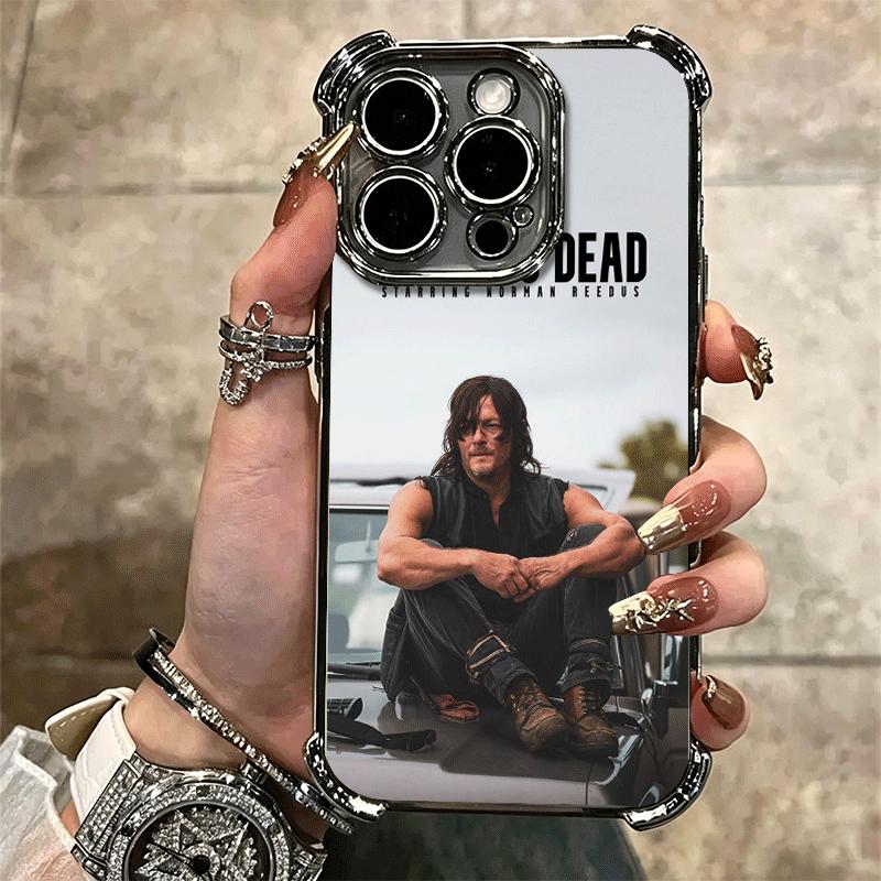 The Walking Dead Daryl Dixon Plating Phone Case For Iphone 16 17 Pro Max Air 16E 14 15 Plus 12 13 Mini Anti-Fall Airabag Cover