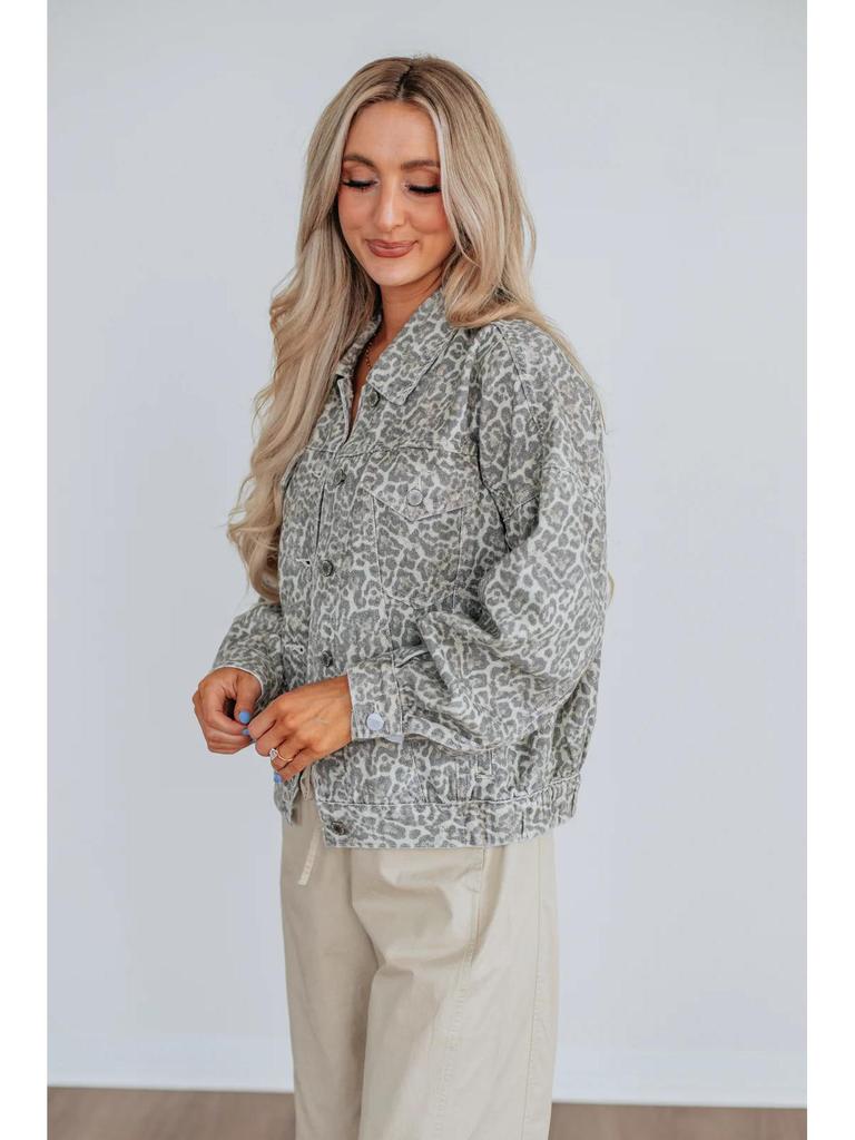 European-American Versatile Loose Washed Print Denim Jacket for Women