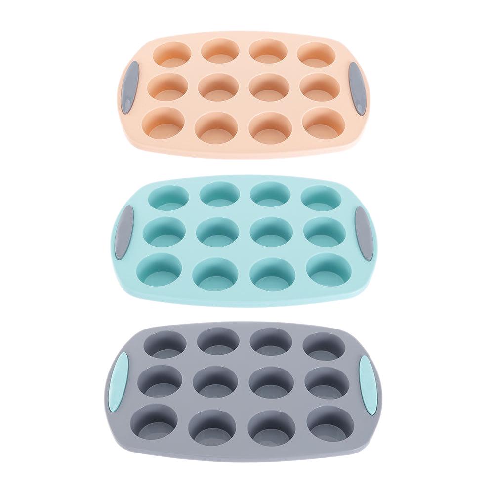 Two-Color Silicone Cupcake Pan - 12 Cups, Easy Release, High Temperature Resistant Muffin Mold