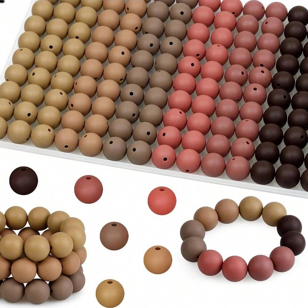 

120PCS 15mm silicone beads, suitable for making pen keychains, necklaces, bracelets, and jewelry