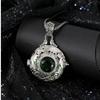 Men's Round Locket Necklace with Openable Hollow Design and Embedded Crystals Pendant Chain Adjustable Length