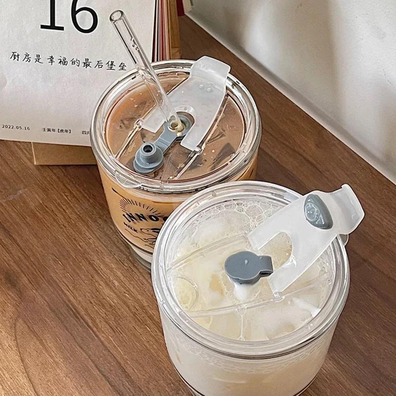 350ml Straw Cup with Lid Transparent Glasses Water Bottle Reusable Coffee Tumbler Ice Coffee Mug Juice Milk Glass Cup Drinkware